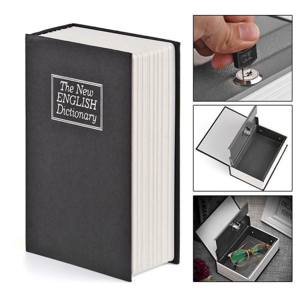 1x Book Safe With Key Lock Secret Hidden Cash Money Box Black