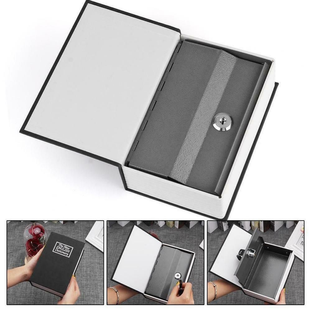 1x Book Safe With Key Lock Secret Hidden Cash Money Box Black