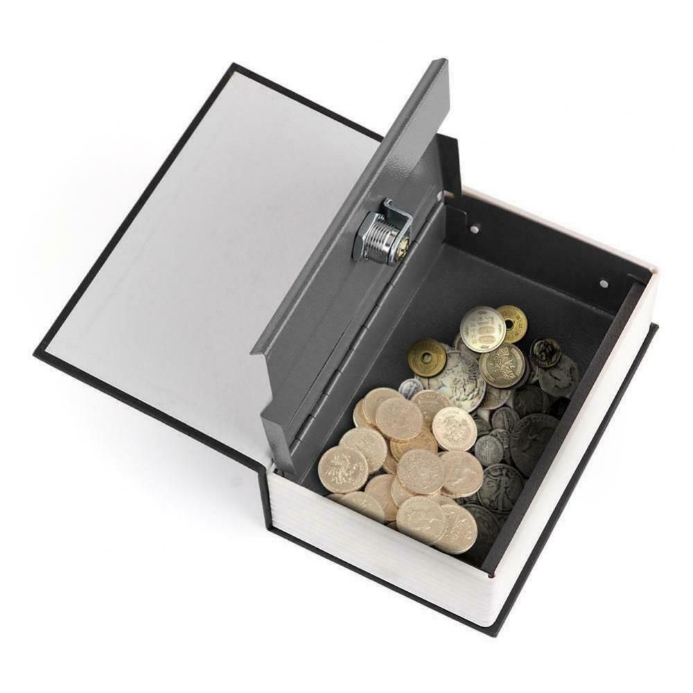 1x Book Safe With Key Lock Secret Hidden Cash Money Box Black