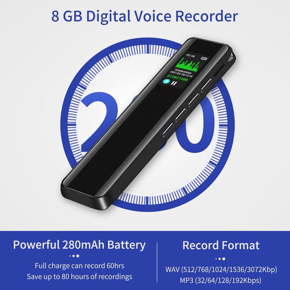 8GB Digital Voice Recorder Voice Activated Recorder