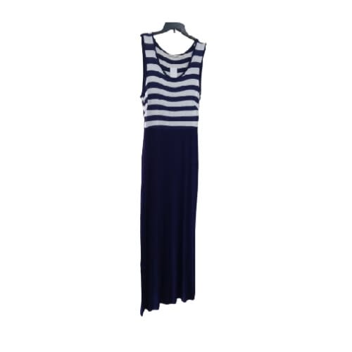 Young Women's Long Dress- Navy Blue And White/blue Top