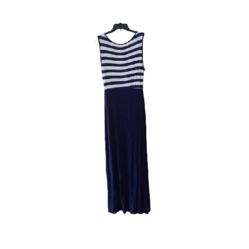 Young Women's Long Dress- Navy Blue And White/blue Top