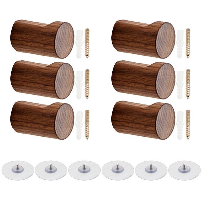 6 Packs Of Decorative Wall Hooks Self-adhesive Wall Hooks Dark Brown