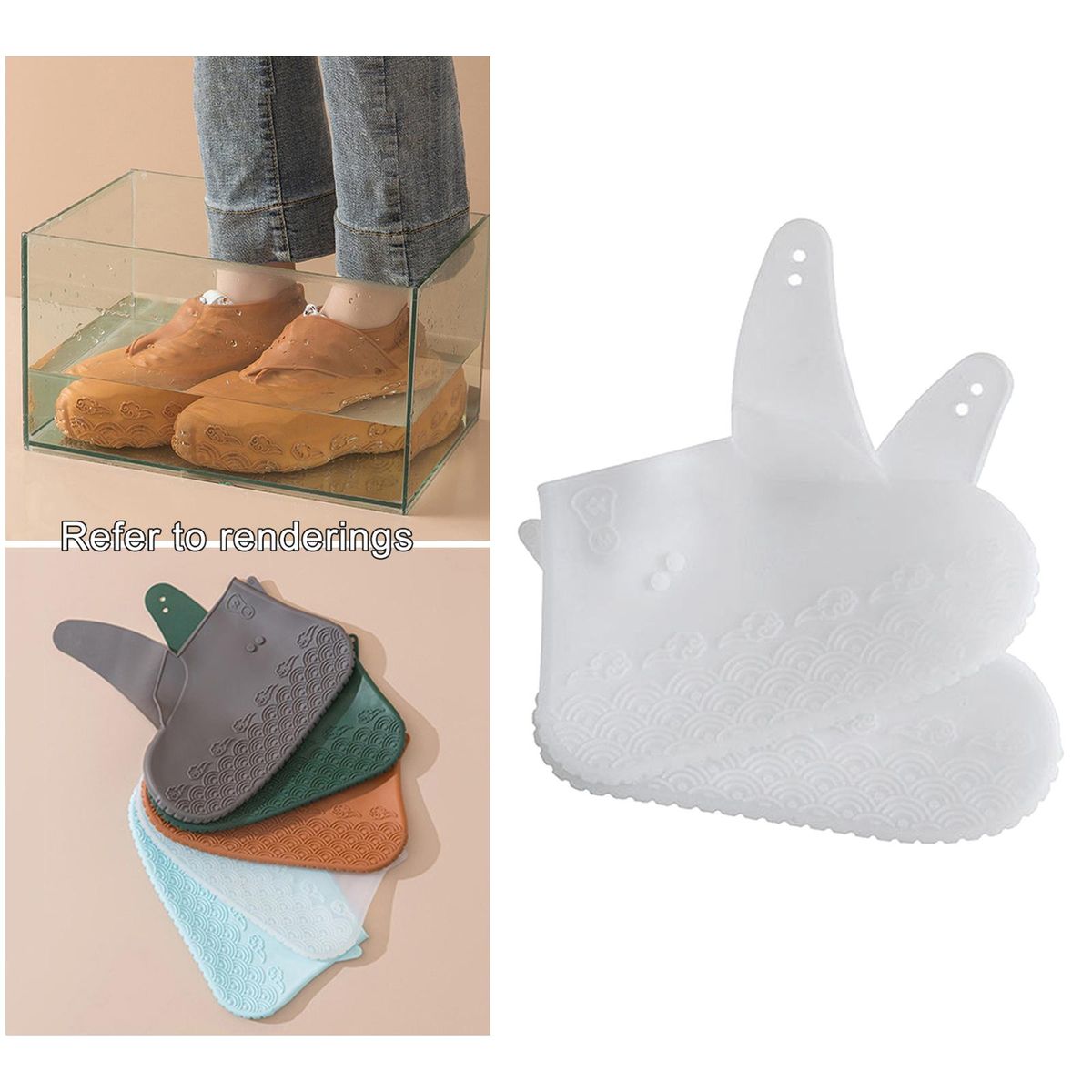 Shoe Cover Silicone Rubber Rain Shoe Cover Protectors Water White M