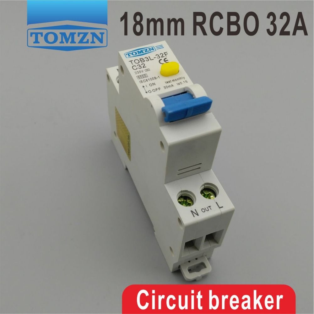 TOB3L-32F 18MM RCBO 32A 1P+N 6KA Residual Current Circuit