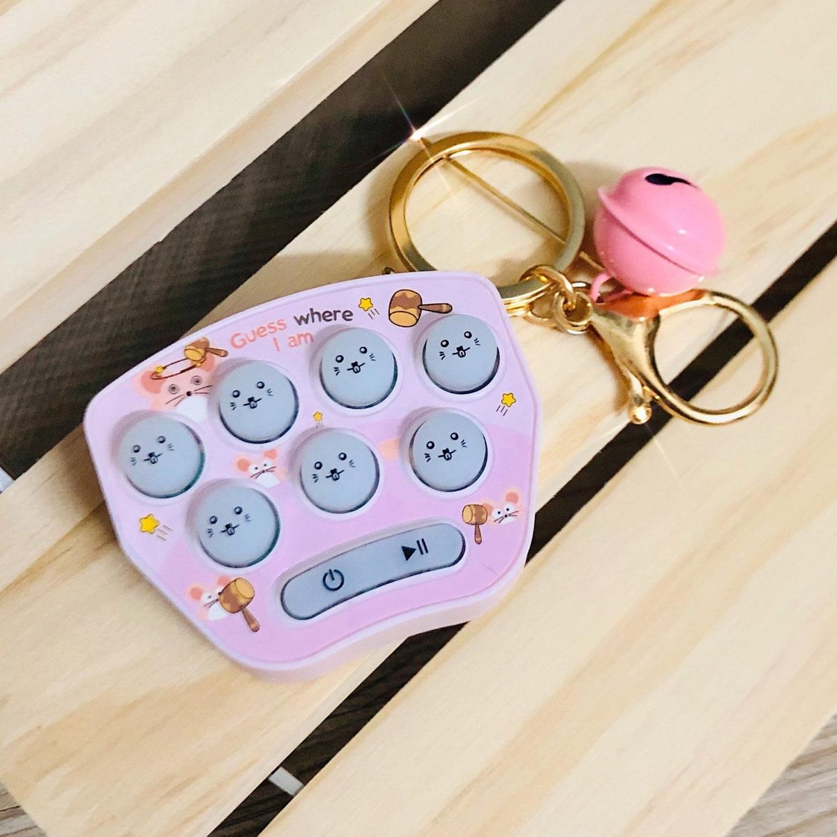 Game Machine Whack-a-mole Mini Portable Game Console Keychain Pink