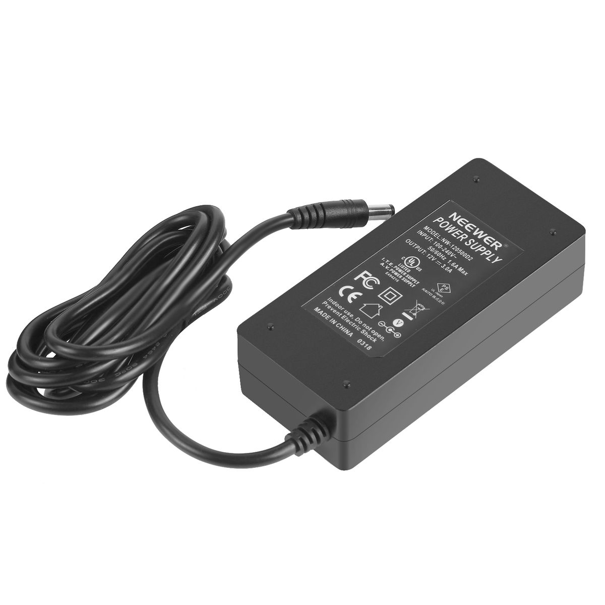 AC 100-240V To DC 12V 3A 36W Power Supply Adapter With 6.5 Feet/2 Meters Power Cable Compatible With 480 LED Video Light And Max. 12V 3A 36W Ring Light, UL Listed (US Plug)