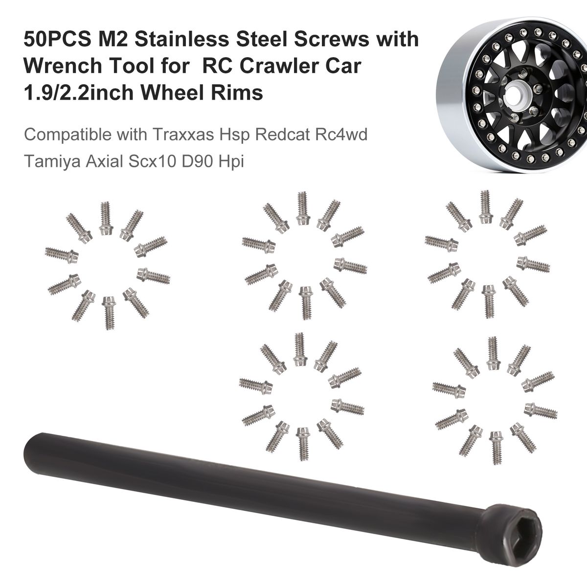 50PCS M2 Stainless Steel Screws With Wrench Tool For RC