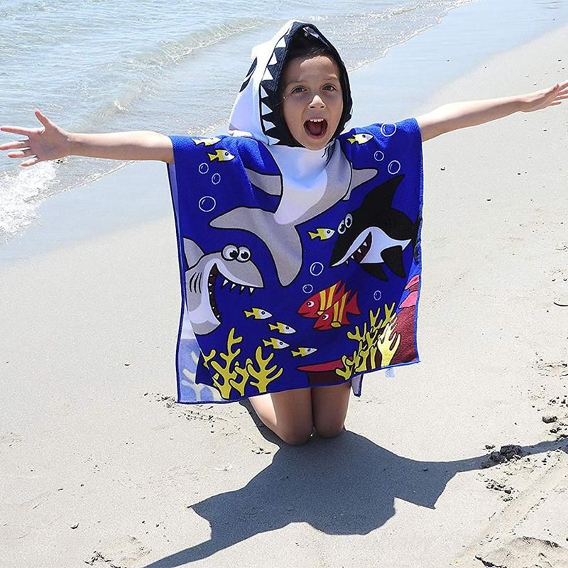 Kid Hooded Cloak Baby Bath Towel Robe Cotton Beach Robe