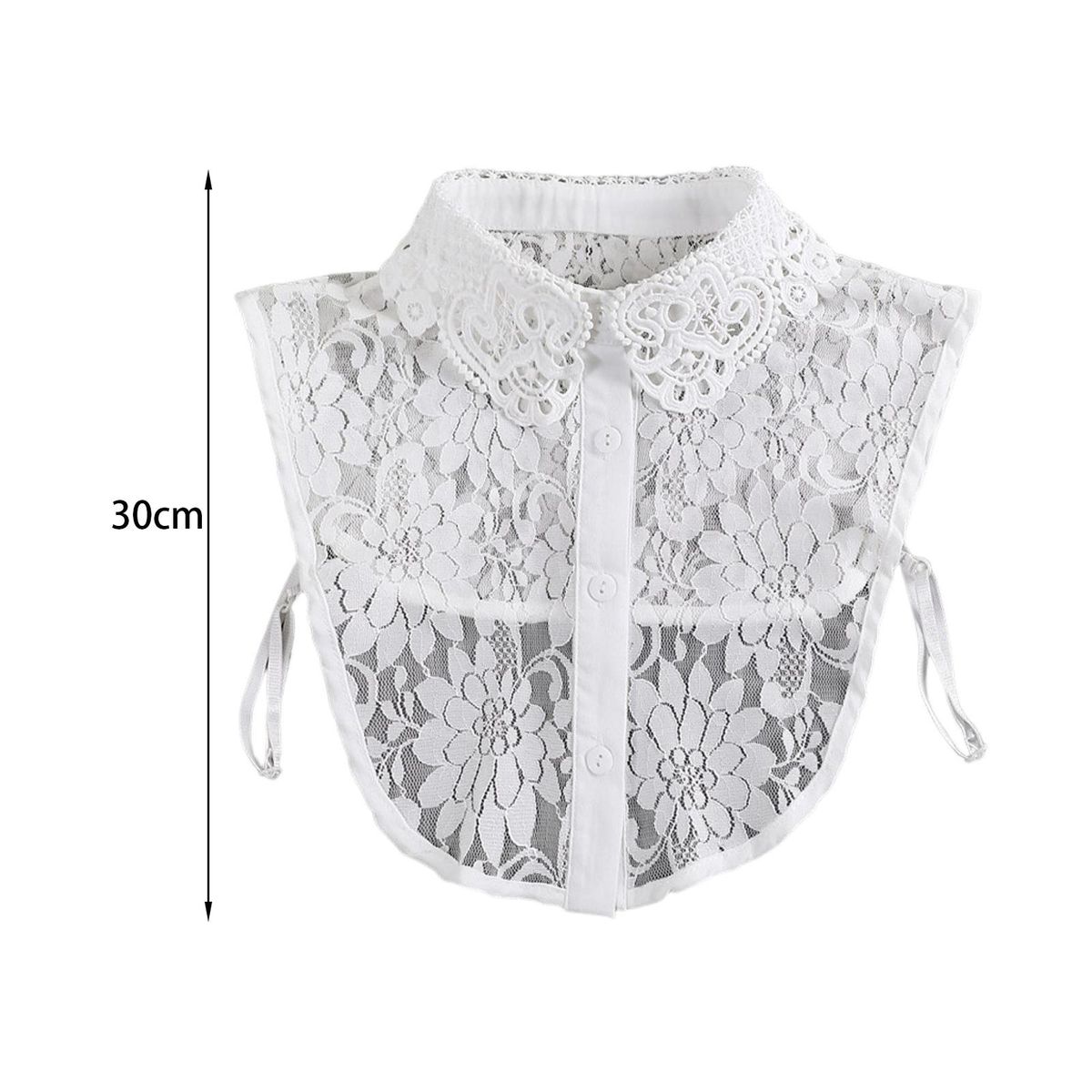 Fake Collar Solid Color Lace Hollow Out Flower-Warm White