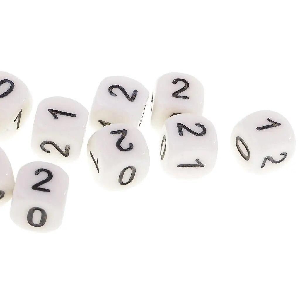 10Pcs 6-Sided D6 16mm Numerals 0 1 2 Dices Set for  and Dragons RPG  Board Game