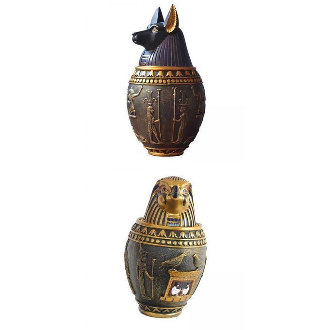 2x Pet  Urn Ancient Egyptian Cold Cast Resin Canopic Jar Pet Loss