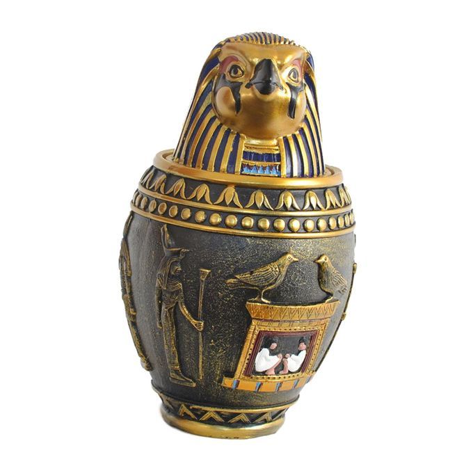2x Pet  Urn Ancient Egyptian Cold Cast Resin Canopic Jar Pet Loss
