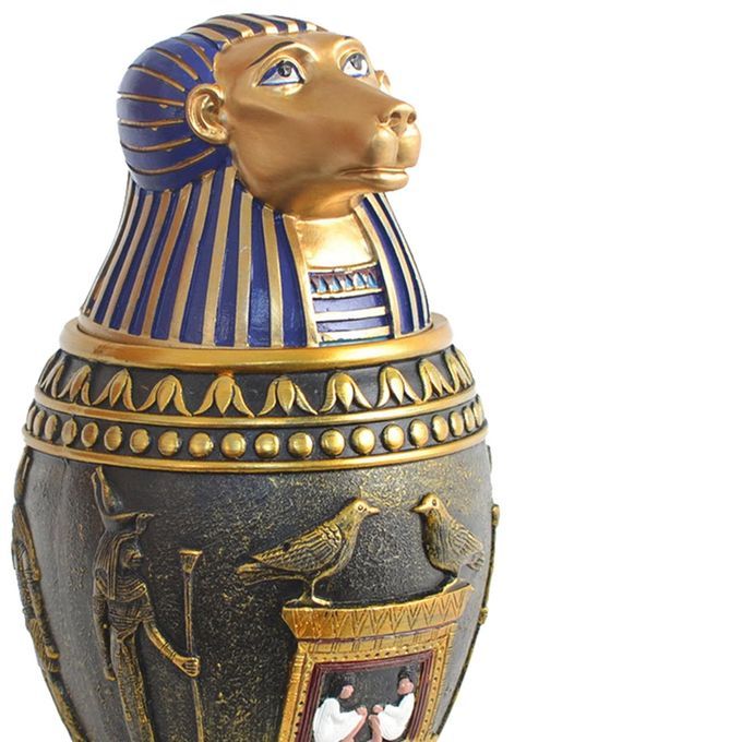 2Pcs Cat Urn Pet Memorial Casket Egyptian Canopic Jar Collectible Cats