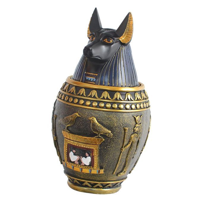 2Pcs Cat Urn Pet Memorial Casket Egyptian Canopic Jar Collectible Cats