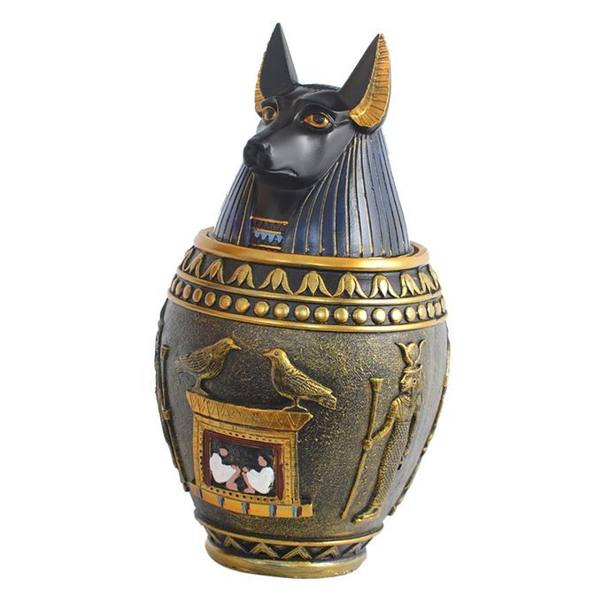 2Pcs Cat Urn Pet Memorial Casket Egyptian Canopic Jar Collectible Cats