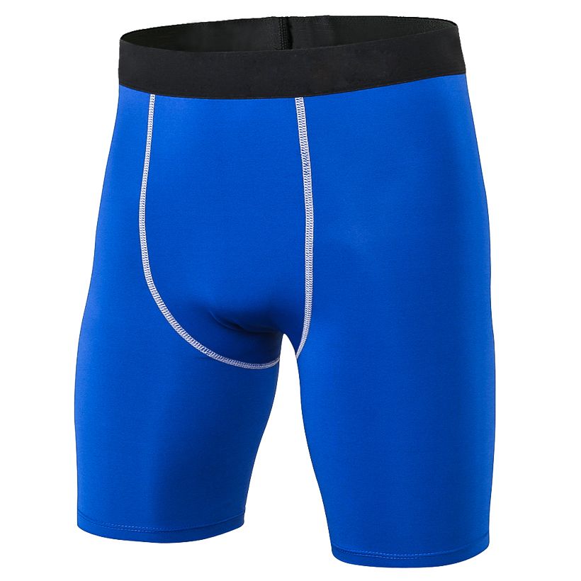 Summer Men's Shorts Sports Men Beach Shorts Quick Dry Short Deportivo Male Compression Shorts  Gym Soccer Underwear Slim-Blue