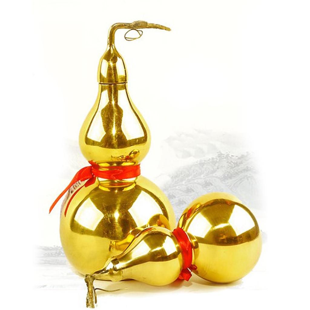 China Pure Copper Bronze FengShui Pumpkin Longevity Cucurbit Pumpkin