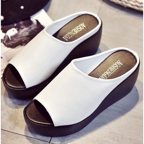 Wedge Slippers For Ladies - White