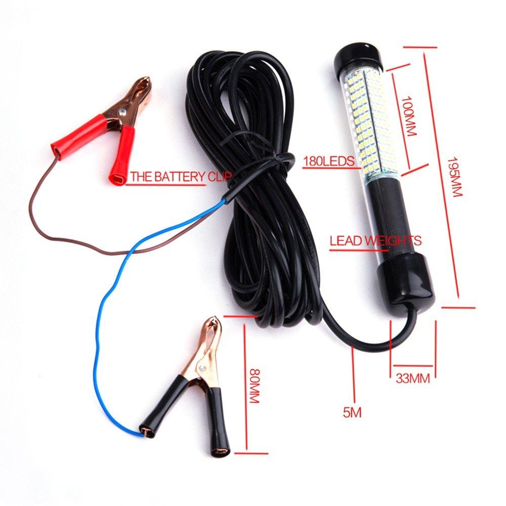 10W 180 LEDs Underwater Fishing Light Fish Finder Lamp 12V