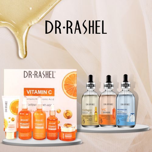 Combo - Vitamin C 5 Piece Set & 3 X Primer Serums (Vitamin C, Collagen, Hyaluronic Acid)