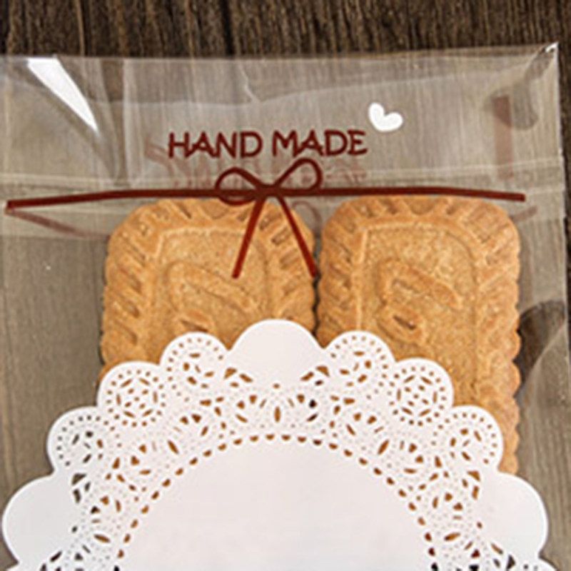 100Pcs Self-adhesive Transparent Cookie Packaging Bag-