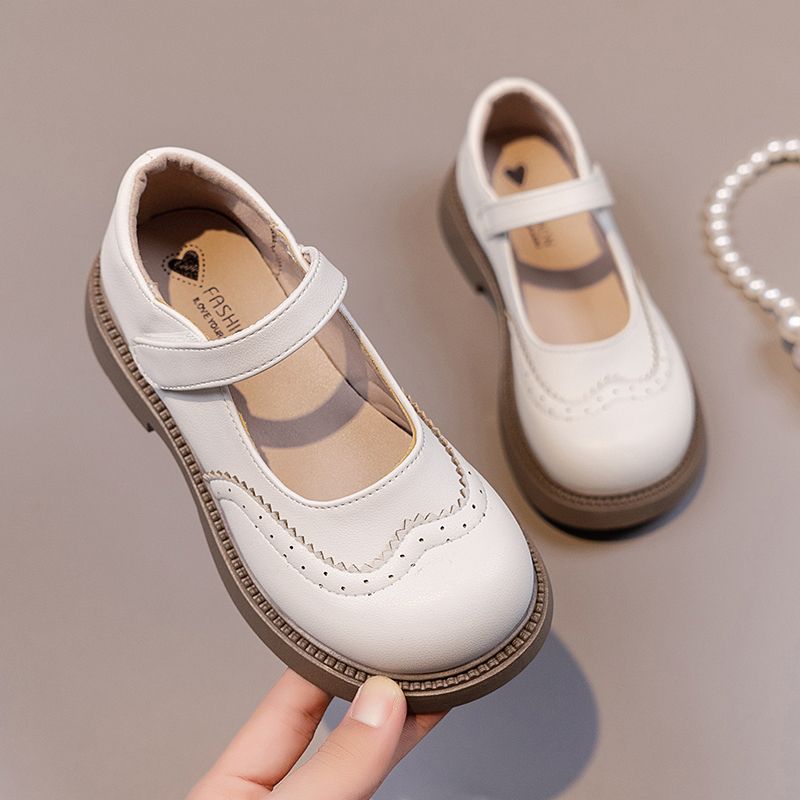 Girls Shoes Flat Leather Princess Shoes Children School Travel Slip Ons Velcro Comfy