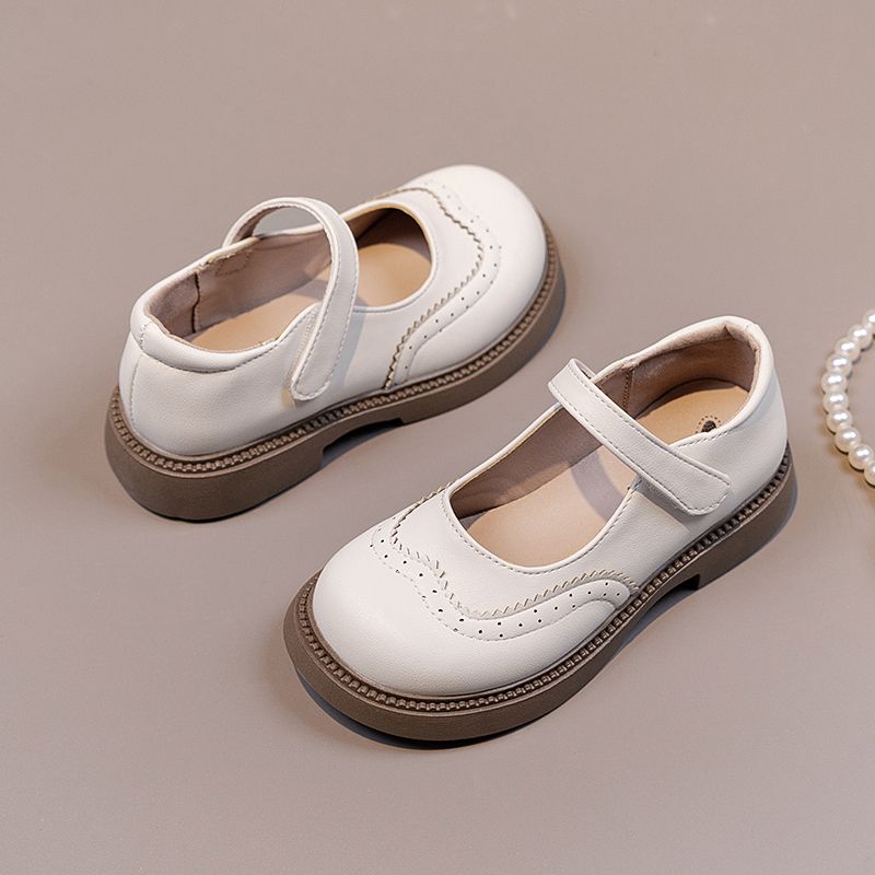 Girls Shoes Flat Leather Princess Shoes Children School Travel Slip Ons Velcro Comfy