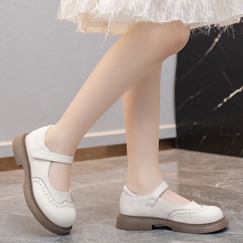 Girls Shoes Flat Leather Princess Shoes Children School Travel Slip Ons Velcro Comfy