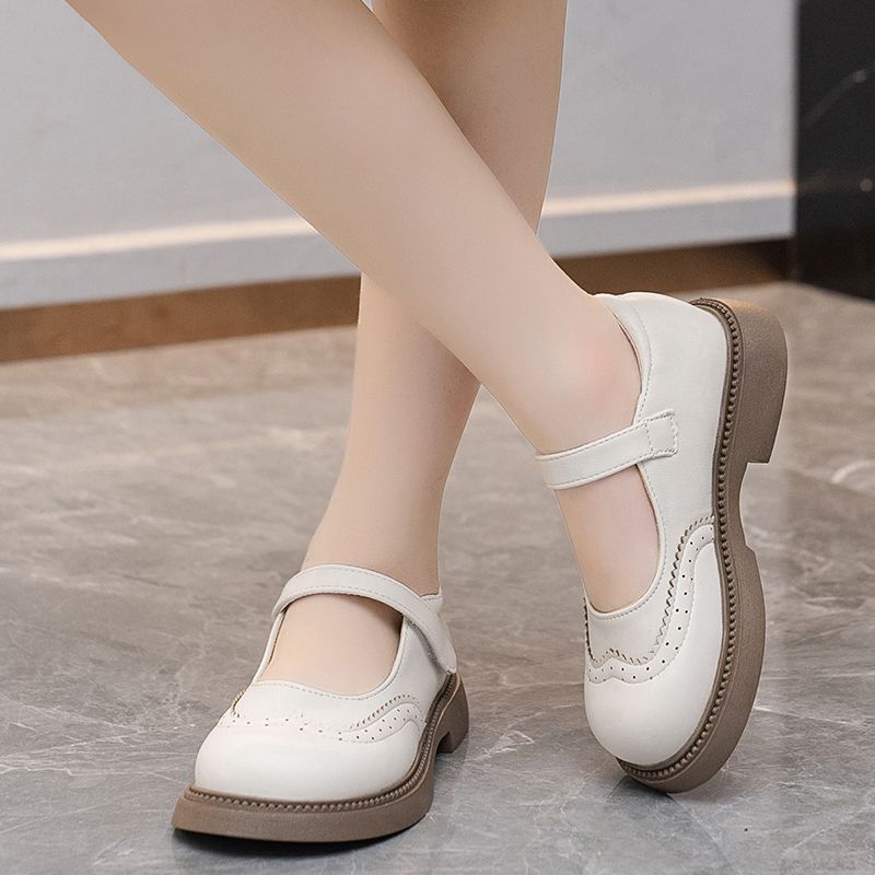 Girls Shoes Flat Leather Princess Shoes Children School Travel Slip Ons Velcro Comfy