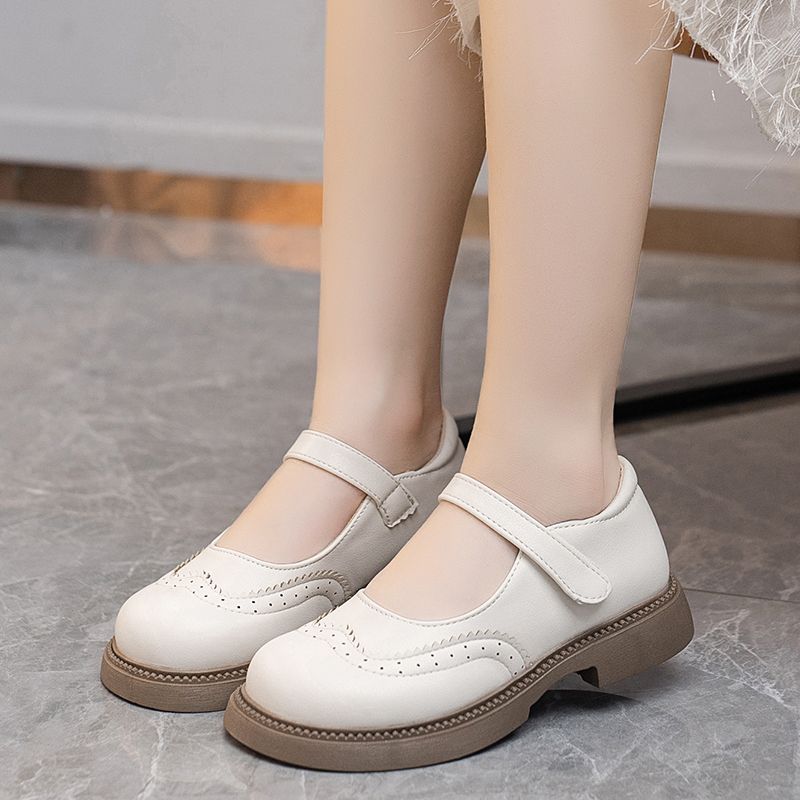 Girls Shoes Flat Leather Princess Shoes Children School Travel Slip Ons Velcro Comfy