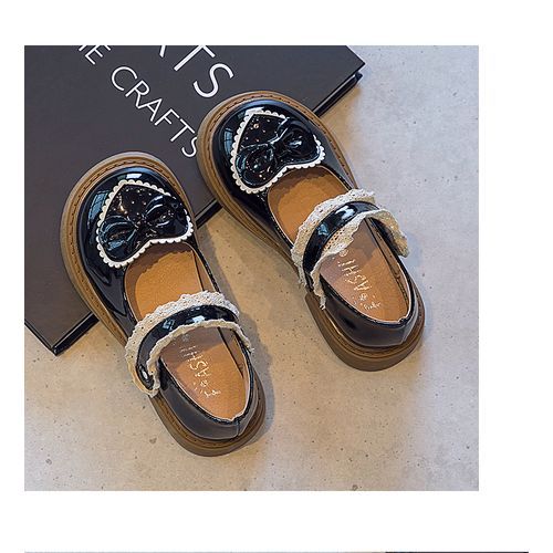 Girls' Casual Leather Upper Casual Performance Shoes-Black