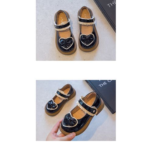 Girls' Casual Leather Upper Casual Performance Shoes-Black