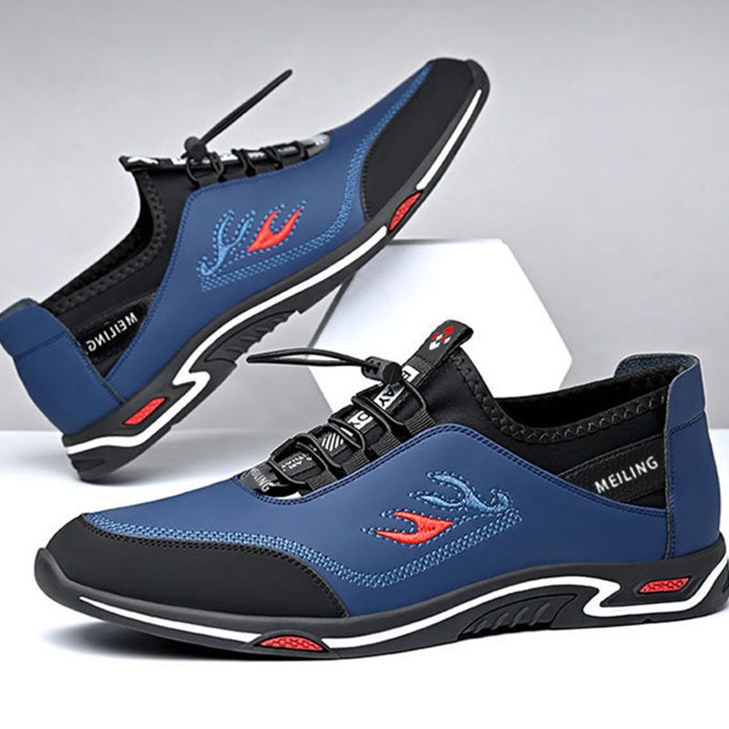 Trendy Men's Lace-up Sneakers - Blu