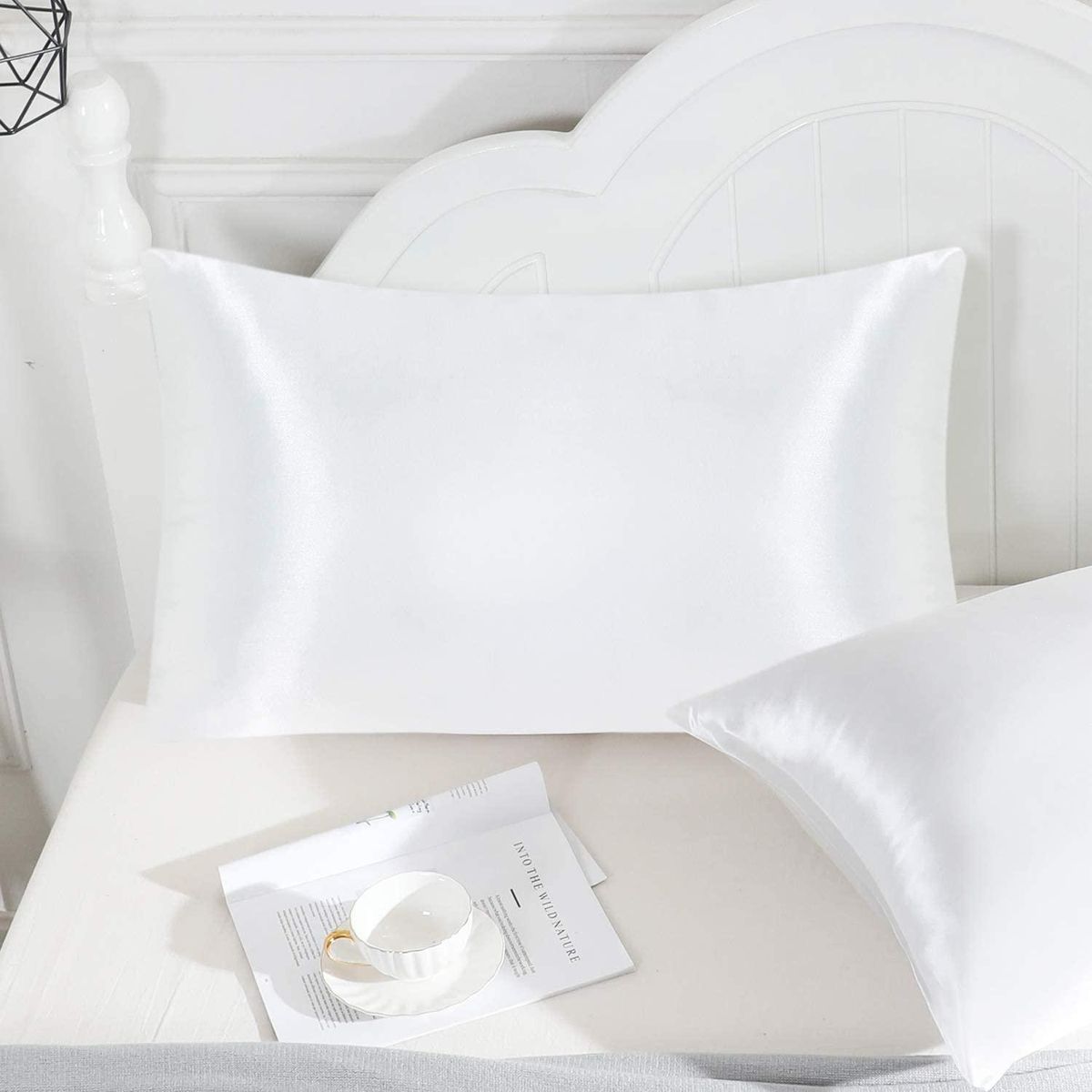 for Hair and Silk Pillowcase White Soft Pillow Cases 4 Pack