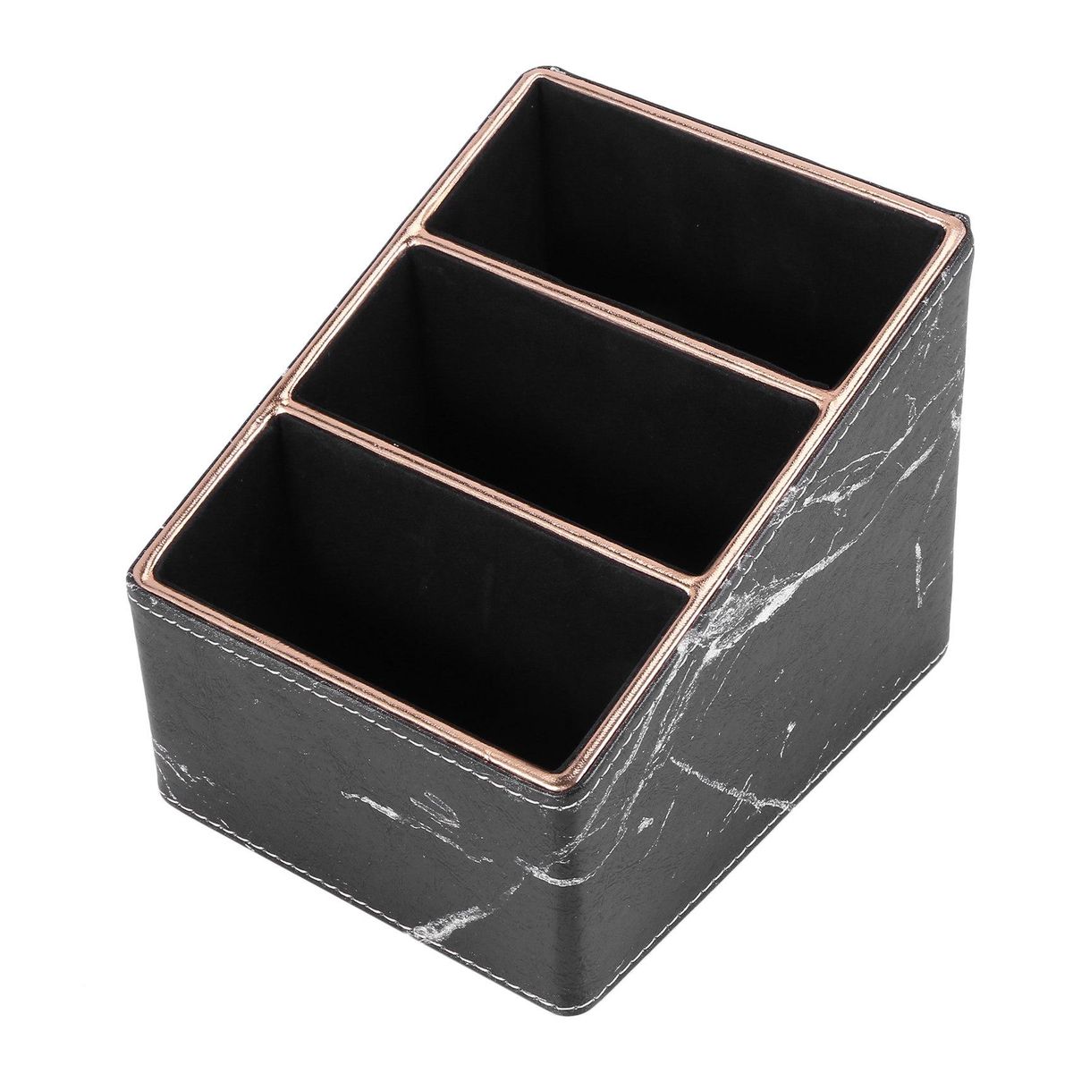 3 Slot PU Leather Remote Controller Holder Organizer, Home Sundries Storage Box, TV Guide/Mail/CD Organizer/Caddy