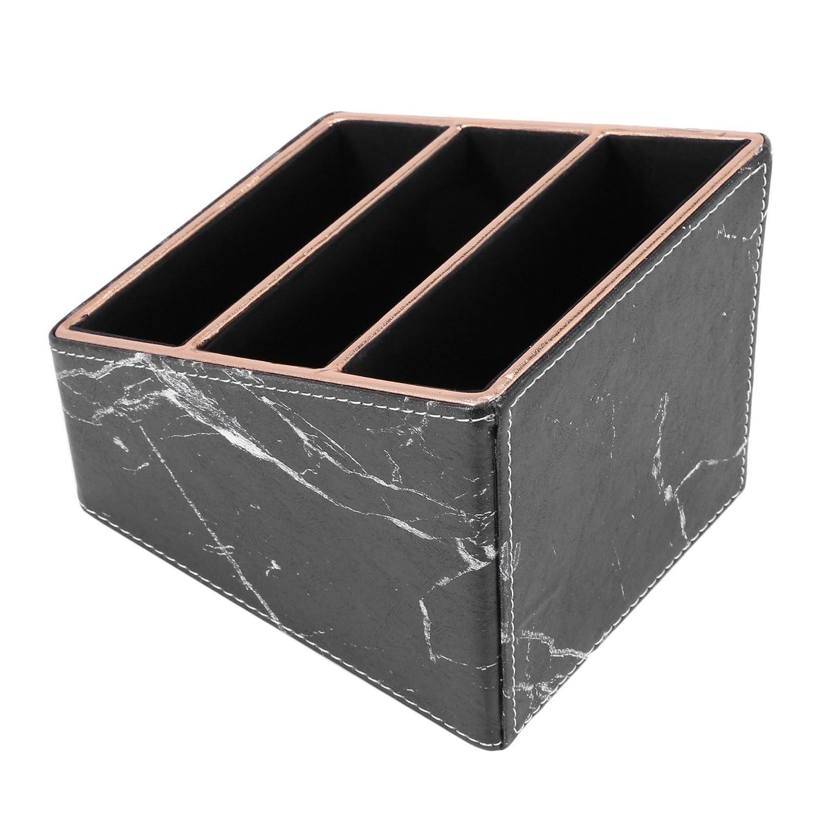 3 Slot PU Leather Remote Controller Holder Organizer, Home Sundries Storage Box, TV Guide/Mail/CD Organizer/Caddy