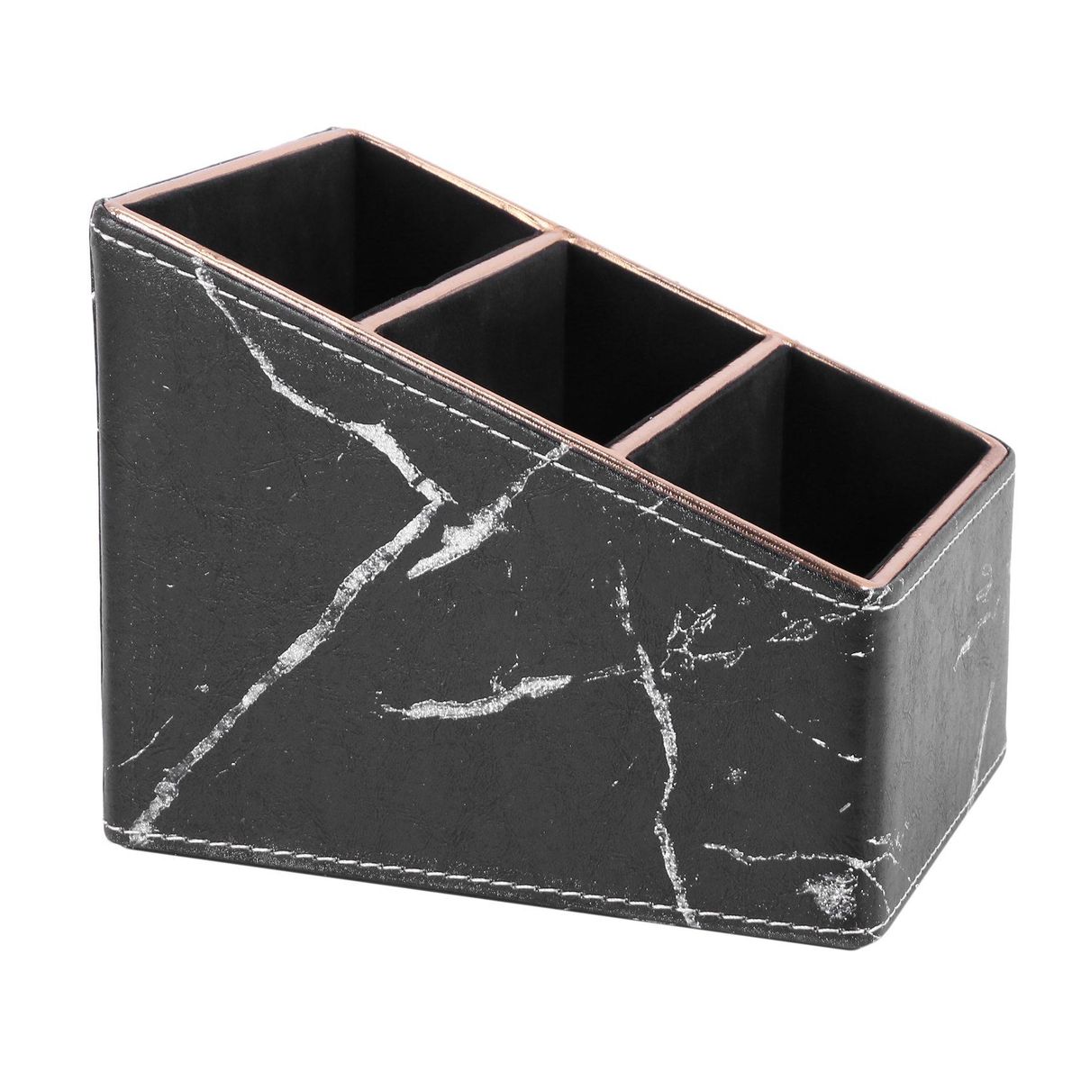 3 Slot PU Leather Remote Controller Holder Organizer, Home Sundries Storage Box, TV Guide/Mail/CD Organizer/Caddy