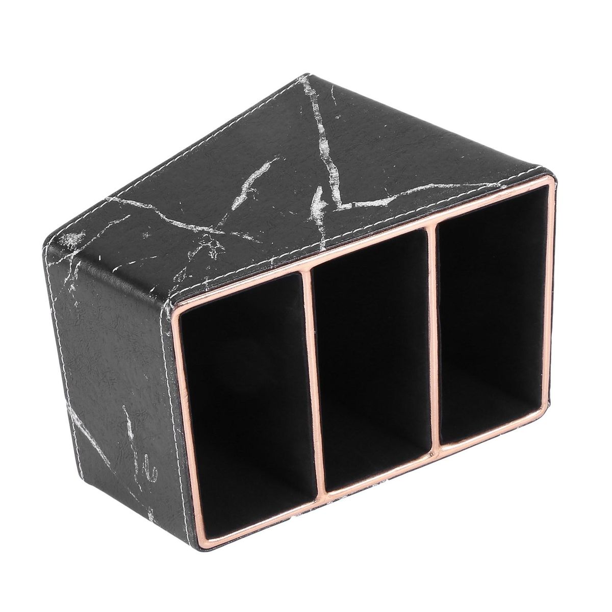 3 Slot PU Leather Remote Controller Holder Organizer, Home Sundries Storage Box, TV Guide/Mail/CD Organizer/Caddy