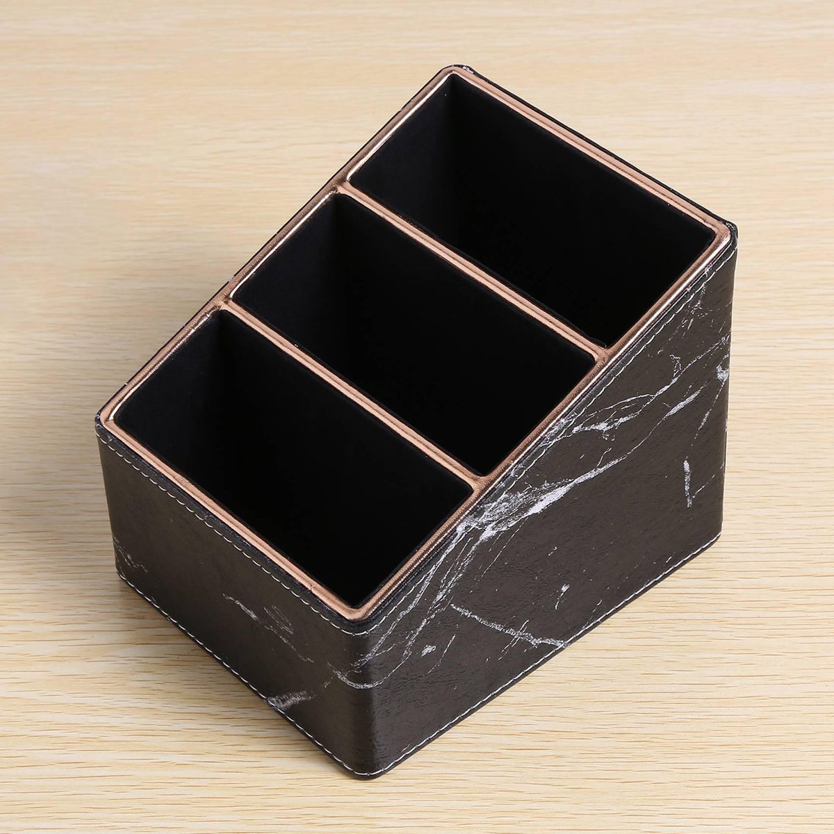 3 Slot PU Leather Remote Controller Holder Organizer, Home Sundries Storage Box, TV Guide/Mail/CD Organizer/Caddy