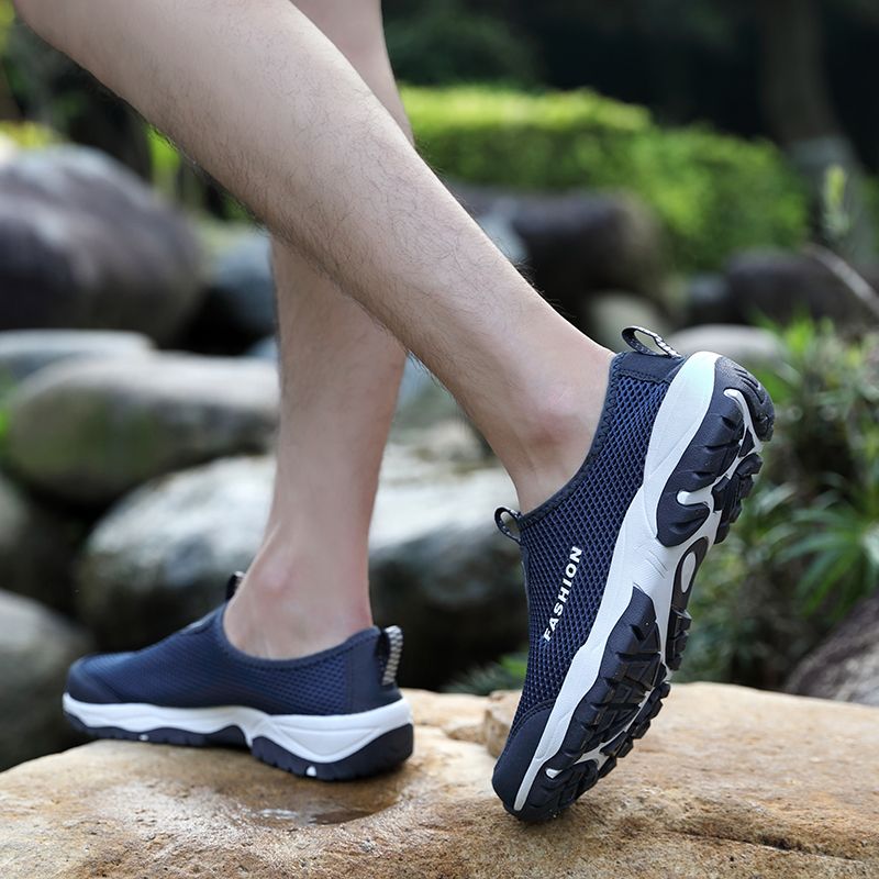 Outdoor Hiking Shoes Men's Fashion Sneakers Size 45 46 Summer Breathble Climbing Trekking Shoes Male Sport Sneakers Slip On Wear-resistant Travel Walking Footwear Quick Drying Water Shoes Blue