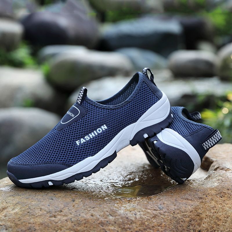 Outdoor Hiking Shoes Men's Fashion Sneakers Size 45 46 Summer Breathble Climbing Trekking Shoes Male Sport Sneakers Slip On Wear-resistant Travel Walking Footwear Quick Drying Water Shoes Blue
