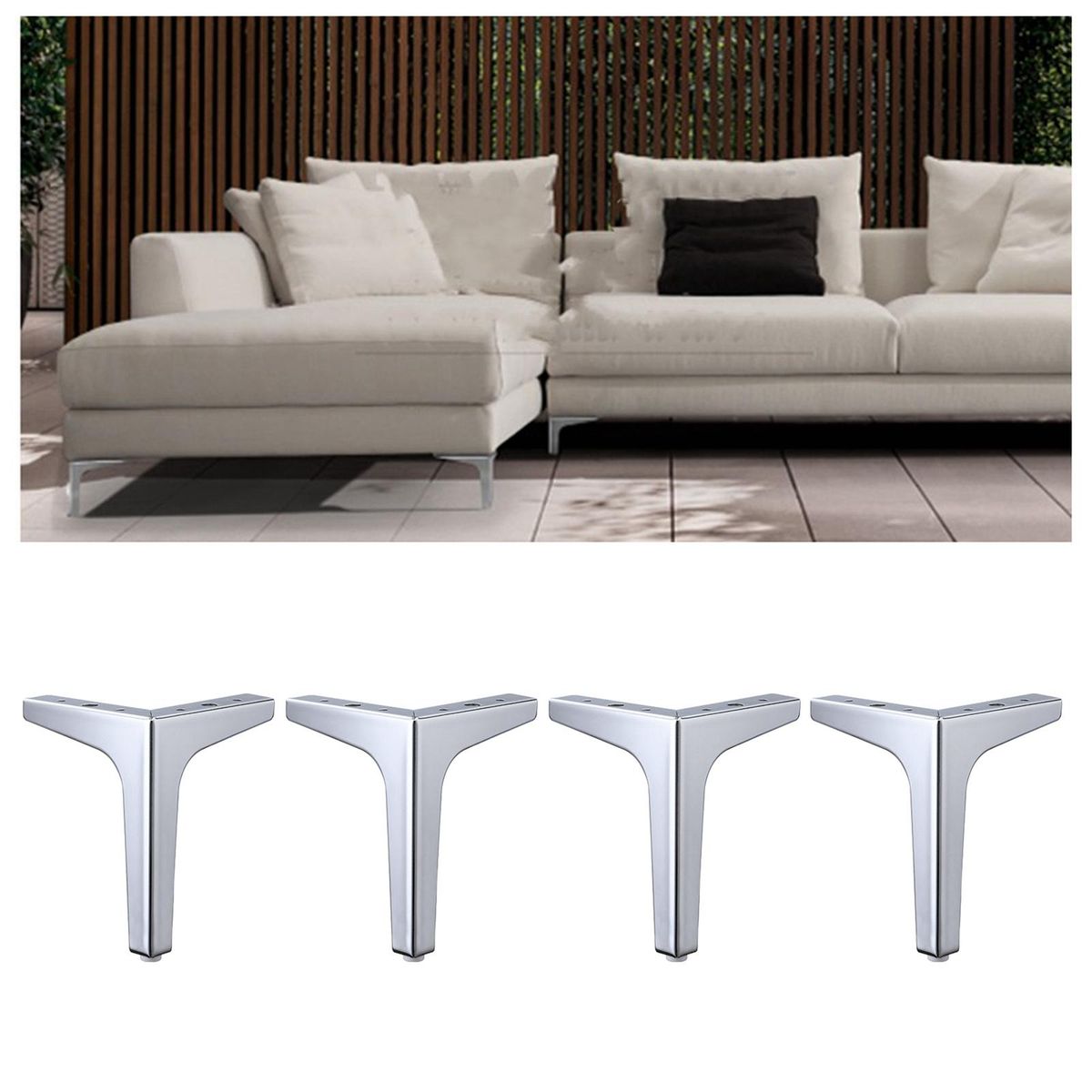 4 X Iron Metal Furniture Legs Sofa Feet Chair Cabinet 10cm Silver