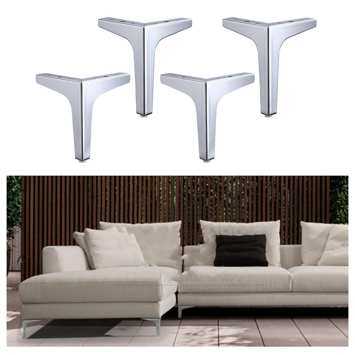 4 X Iron Metal Furniture Legs Sofa Feet Chair Cabinet 10cm Silver