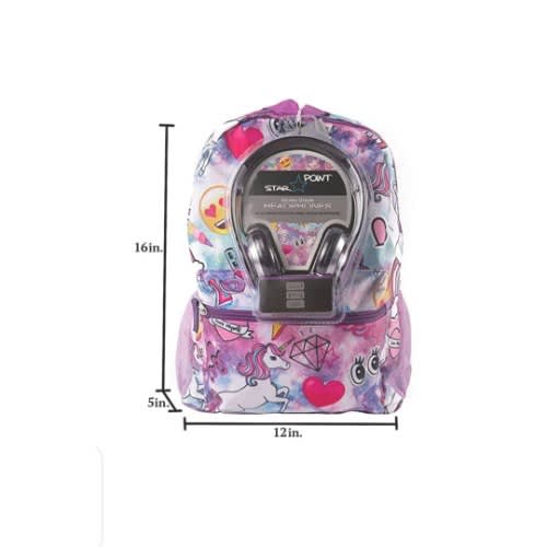 Unicorn 16" Backpack For Girls With Headphones