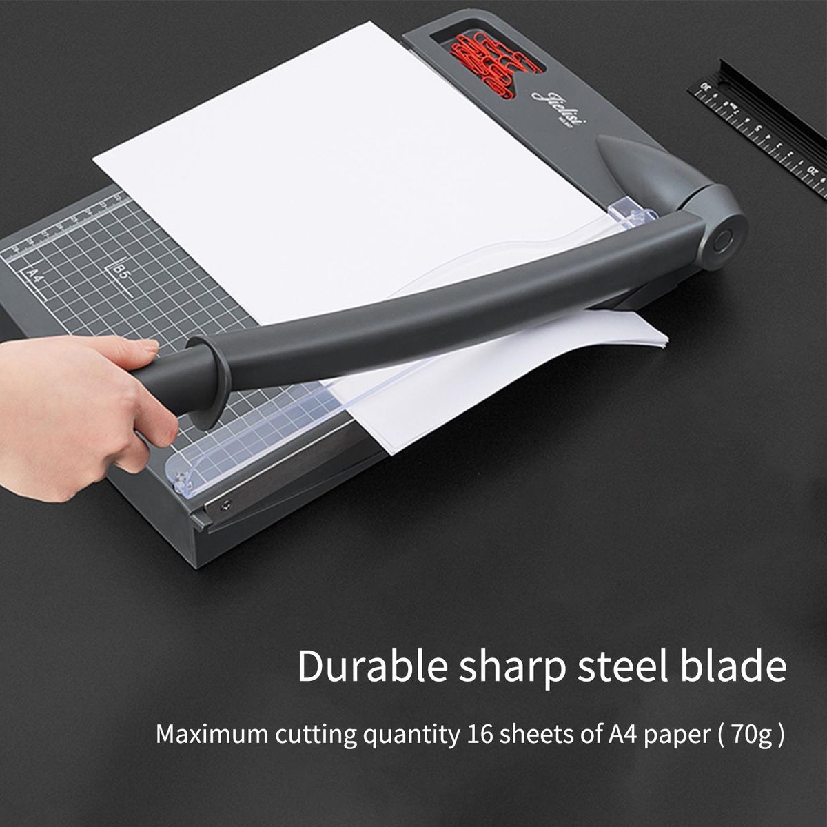 JIELISI Mini Paper Trimmer Guillotine Cutter A4 Cut Length Desktop Paper Cutting Machine with Security Cutter Head for Craft Paper Photos Cards Scrapbooking Office Home Supplies