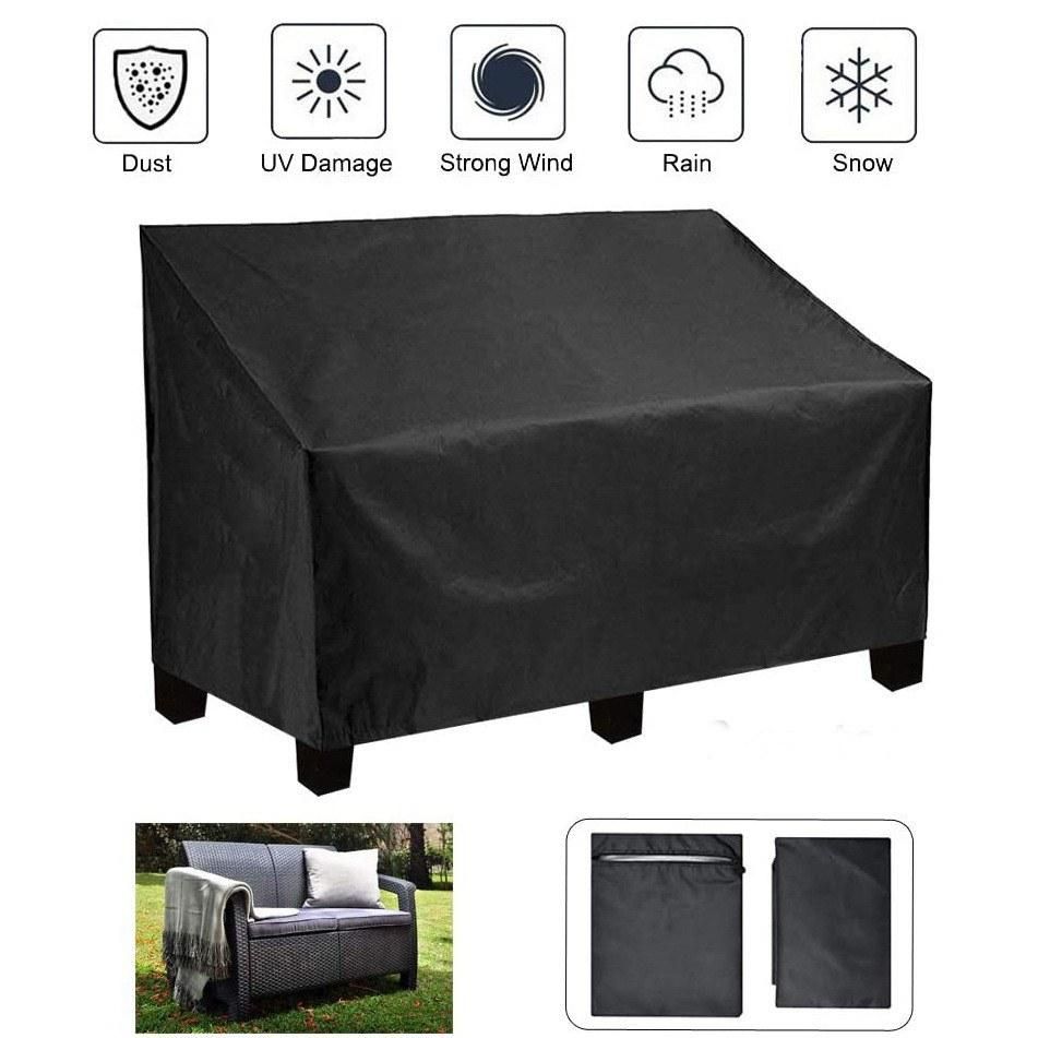Cross-border hot sale outdoor bench dust cover outdoor furniture cover BENCHES SEAT RAIN COVER black 2 seats 134x66x89cm