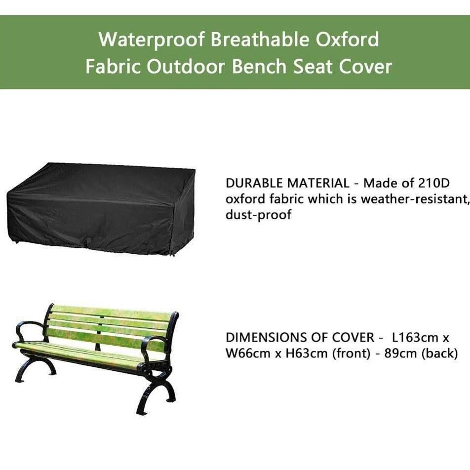 Cross-border hot sale outdoor bench dust cover outdoor furniture cover BENCHES SEAT RAIN COVER black 2 seats 134x66x89cm