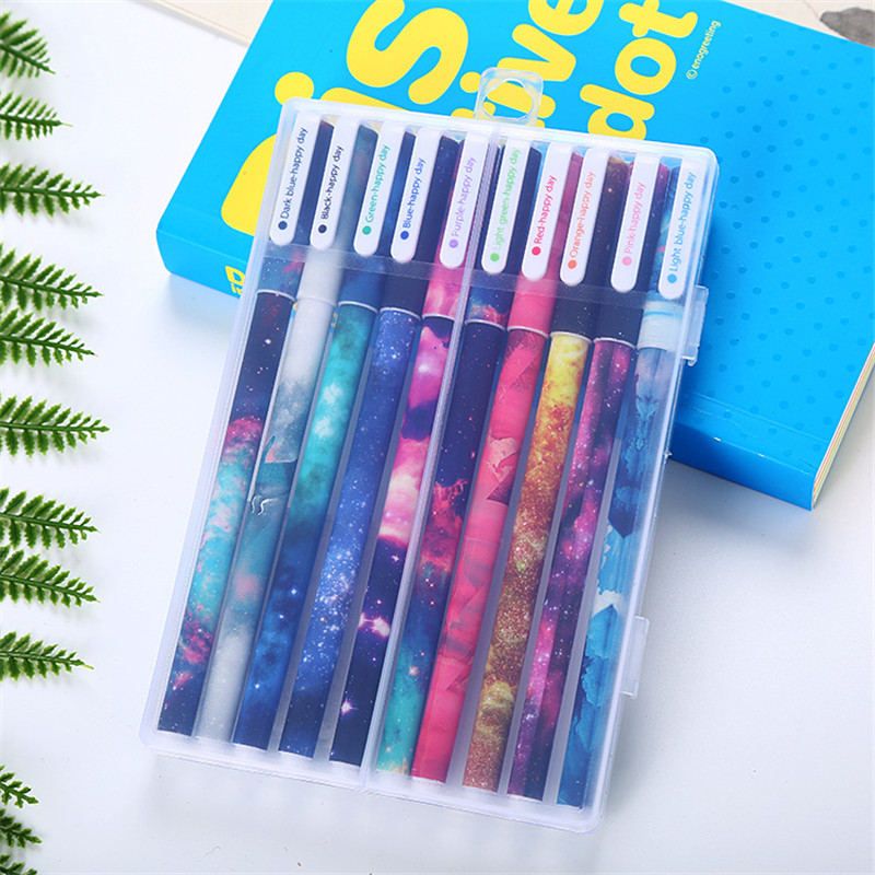 10pcs Kawaii Gel Pencils Set Cute 0.38mm Ink For Stationery