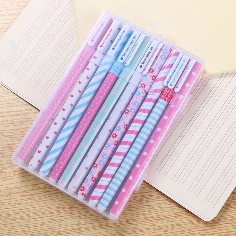 10pcs Kawaii Gel Pencils Set Cute 0.38mm Ink For Stationery
